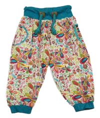 Bílo farebné capri tepláky s motýlikmi