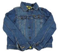 Tmavomodrá crop rifľová bunda s vyšúchaním Lowley