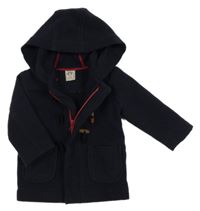 Tmavomodrý flaušový kabát s kapucí Zippy