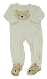 Smetanový sametový overal s medvídkem