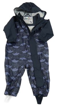 Tmavomodrá nepromokavá kombinéza s lodičkami a kapucňou Lupilu