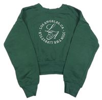 Zelená crop mikina s nápisom H&M