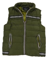 Khaki šusťáková prošívaná zateplená vesta Leinad