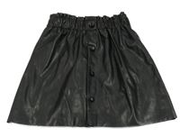 Čierna koženková sukňa s gombíky Shein