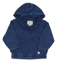 Modrá ľahká rifľová bunda s kapucňou Zara