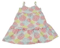 Biele bavlnené kvetované šaty Kis