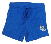 Zafírové teplákové kraťasy s vtáčikom Lupilu