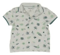 Bielo-zelené polo tričko s kvietkami Orchestra