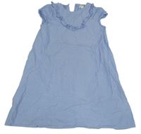 Svetlomodré plátenné šaty s volánikom Vetbaudet