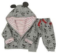 2set - Šedá zateplená propínací mikina s Mickeym a kapucí + tepláky Primark