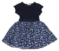 Tmavmodré bavlněno/plátěné šaty so vzorom Matalan