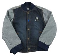 Tmavomodro-svetlomodrá rifľová bunda s nášivkou LC Waikiki