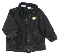 Černá riflová jarní bunda s helmou Zara