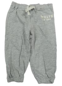 Šedé melírované tepláky s nápisem H&M