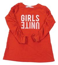 Červená tepláková tunika s nápisom H&M