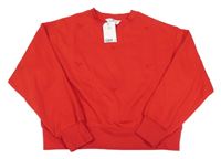 Nové - Červená crop oversize mikina s korálkami H&M