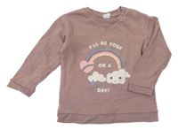 Staroružová mikina s dúhou a mráčikmi H&M