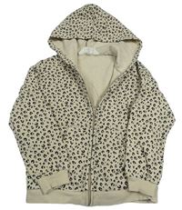 Béžovo-čierna vzorovaná prepínaci mikina s kapucňou H&M