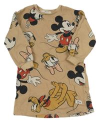 Světlehnědé teplákové šaty s Minnie a Mickey s kamarády H&M