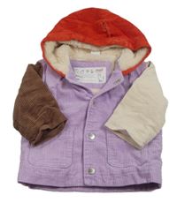 Levandulovo-hnedo-smotanová menšestrová zateplená bunda s kapucňou Seed