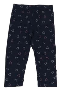 Tmavomodré capri legíny so srdiečkami Topolino