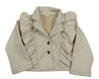 Smotanová semišová crop bunda s volánikmi