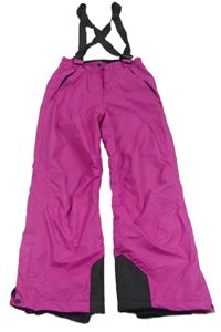 Tmavorůžovo-černé šusťákové funkční zimní oteplovačky s odepínacími kšandami crane