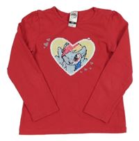 Červené tričko so srdiečkom s pony z překlápěcích flitrů C&A