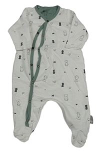 Bílo-khaki melírovaný overal s medvedíkmi Sterntaler