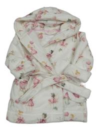 Bílý třpytivý plyšový župan s vílami a kapucí Next