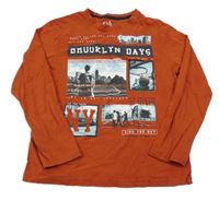 Hrdzavé tričko s potlačou C&A