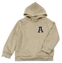 Béžová mikina s písmenkom a vreckom a kapucňou SHEIN