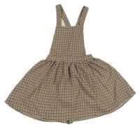 Hnedo-bielo-čierna kockovaná úpletová na traká sukňa mila.star