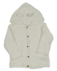 Bílý propínací svetr s kapucí s oušky Next