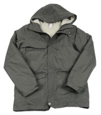 Tmavošedá šusťáková funkční zateplená parka s kapucí Quechua