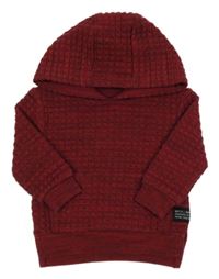 Vínovo-čierna melírovaná kostkovaná/prošívaná vyteplená mikina s vreckom a kapucňou PRIMARK