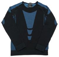 Čierno-modré thermo tričko s pruhmi a vzorom crivit