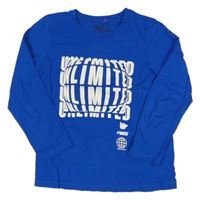 Cobaltově modré triko s nápisy 