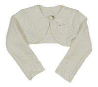 Smetanové vzorované bolérko s 3D květem