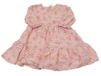 Svetloružové plátenné šaty s motýlikmi Topolino