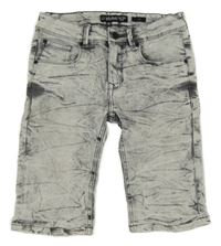 Šedo-bílé plísňové riflové kraťasy s prošoupáním Street Rebel