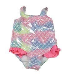 Barevné třpytivé jednodílné plavky se šupinkami a volánky Pat&Ripaton