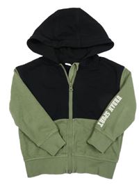 Kaki-čierna prepínaci mikina s nápisom a kapucňou Kuniboo