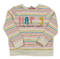 Smetanovo-farebná pruhovaná mikina s nápismi George