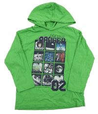 Zelené triko s vesmírem a číslem a kapucí Topolino