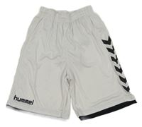 Bílo-černé sportovní kraťasy s logem hummel 