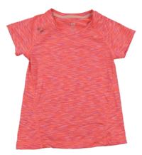 Křiklavě korálovo-fialovo-bílé melírované sportovní tričko H&M