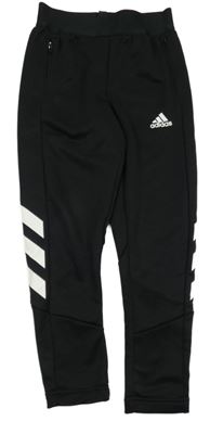 Černo-bílé funkční sportovní tepláky Adidas