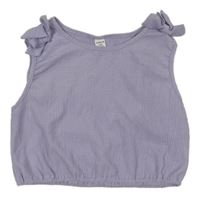 Svetlofialový mačkaný crop top s mašľami SHEIN