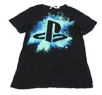 Čierne tričko s logem - PlayStation a skvrnkami H&M